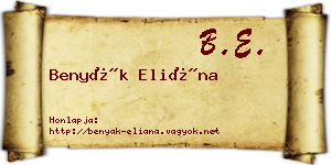 Benyák Eliána névjegykártya